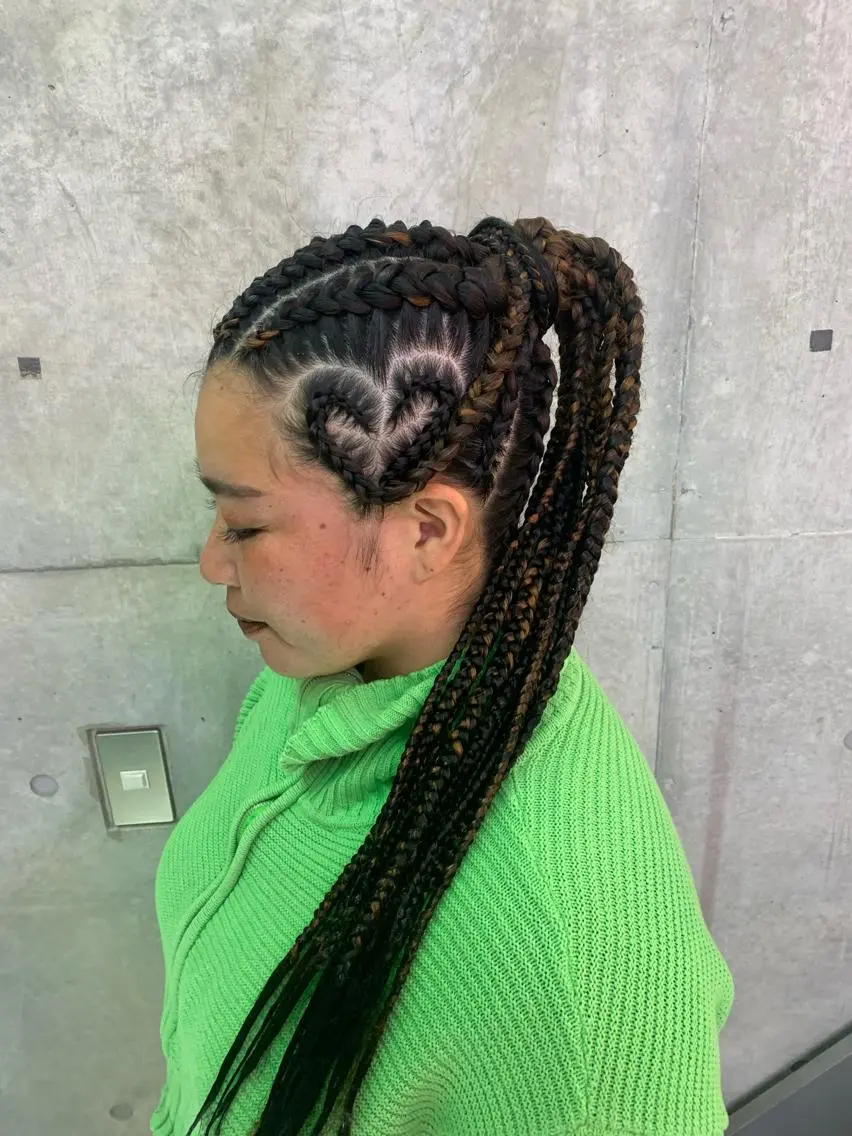 ロング ヘアアレンジ ポニーテール エクステ ヘアセット HARURU🪮✨ ブレイズ海外ヘアのヘアスタイル