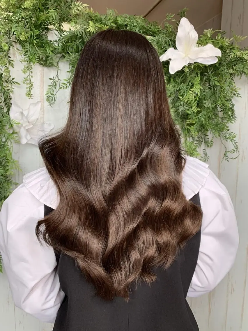 ロング 大阪レミーエクステ チビ編み込みのヘアスタイル