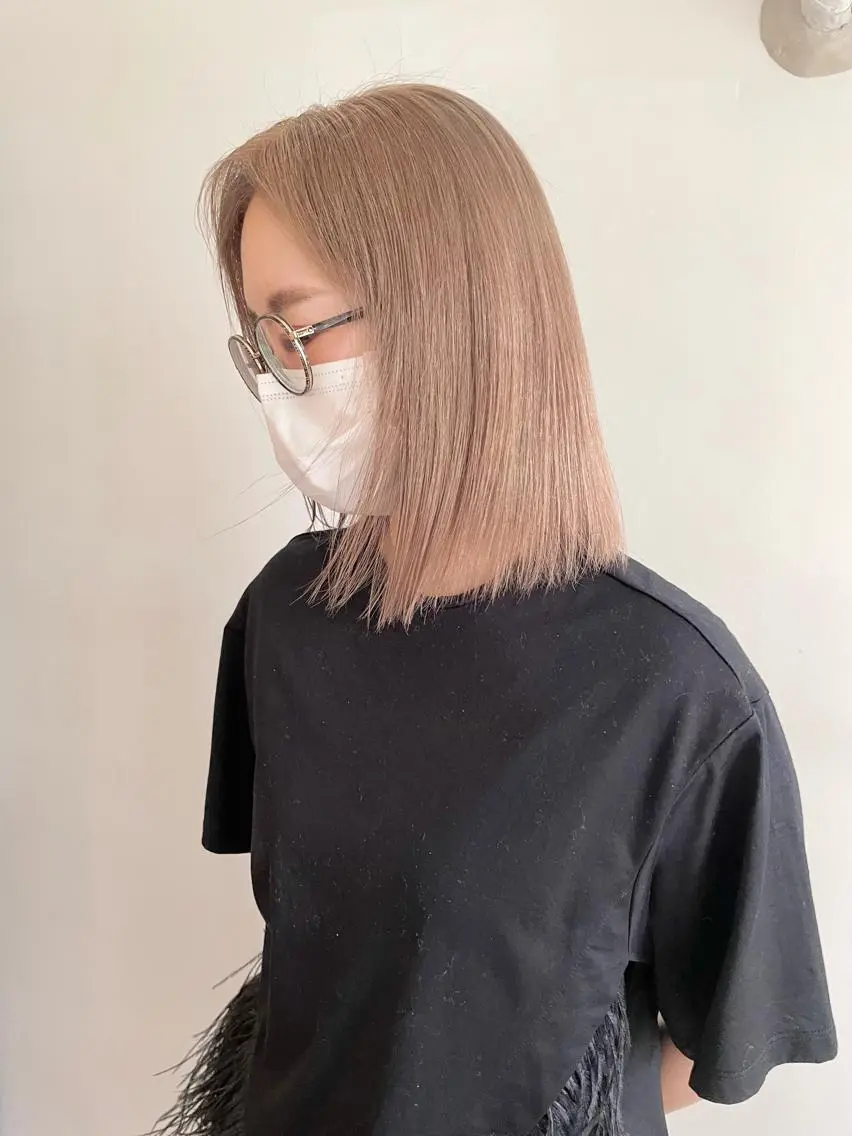 ミディアム ヘアカラー トリートメント ボブ/縮毛矯正 🌟梅田盛一🌟のヘアスタイル