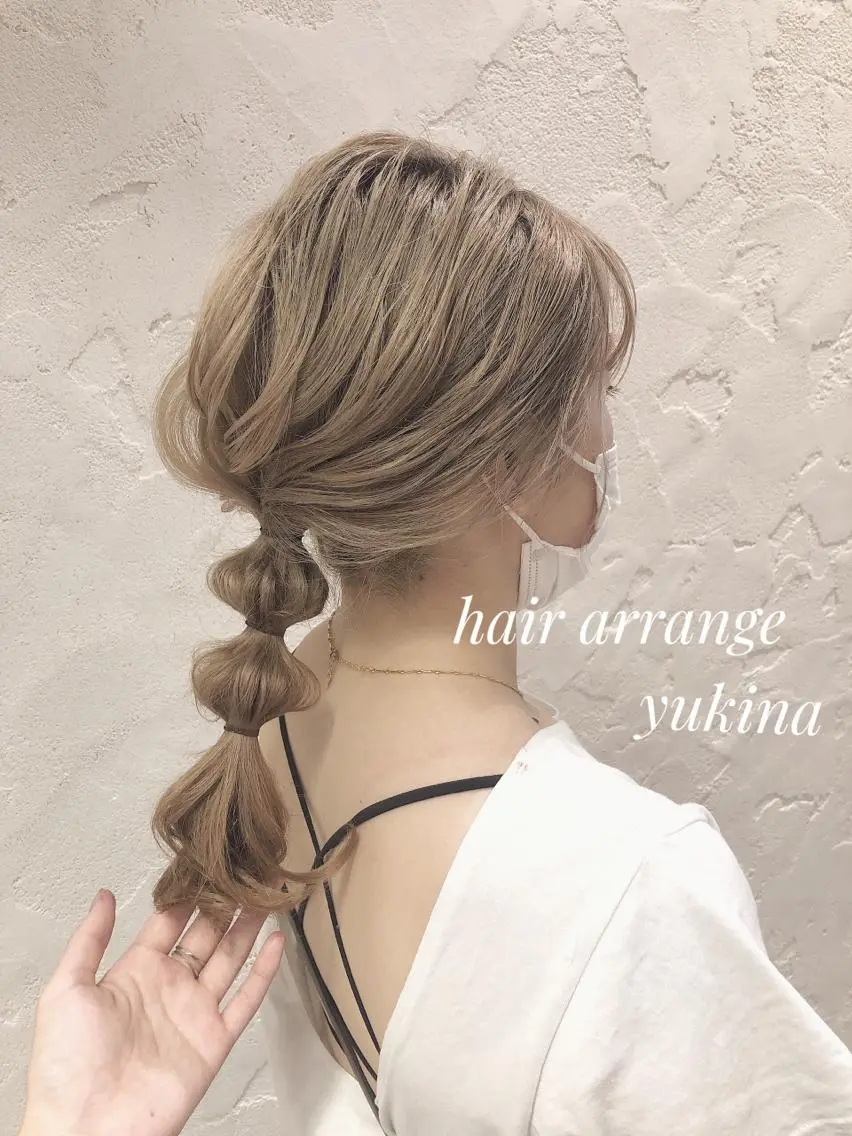 ミディアム お団子ヘア ヘアセット ✨透明感ケアカラー✨ 長野ゆきなのヘアスタイル