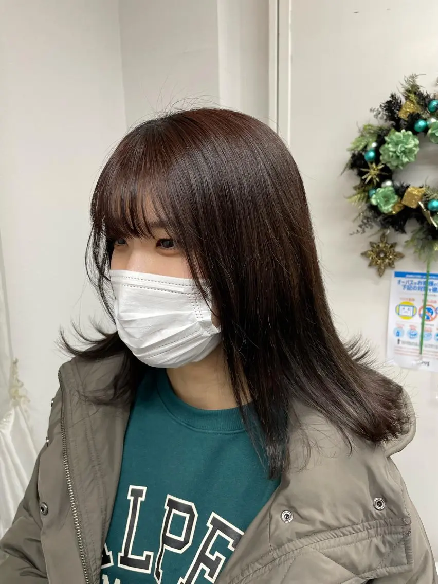 ミディアム カラー ブラウンカラー 江里口 愛のヘアスタイル