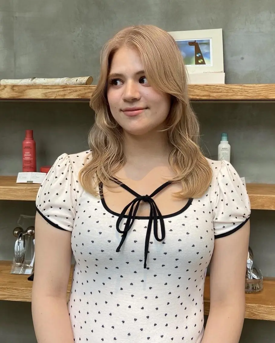 ミディアム ショートボブ ミディアムパーマ ボブ ハイライト 髪質改善 カット ヘアカラー トリートメント CEINE＋ officialのヘアスタイル