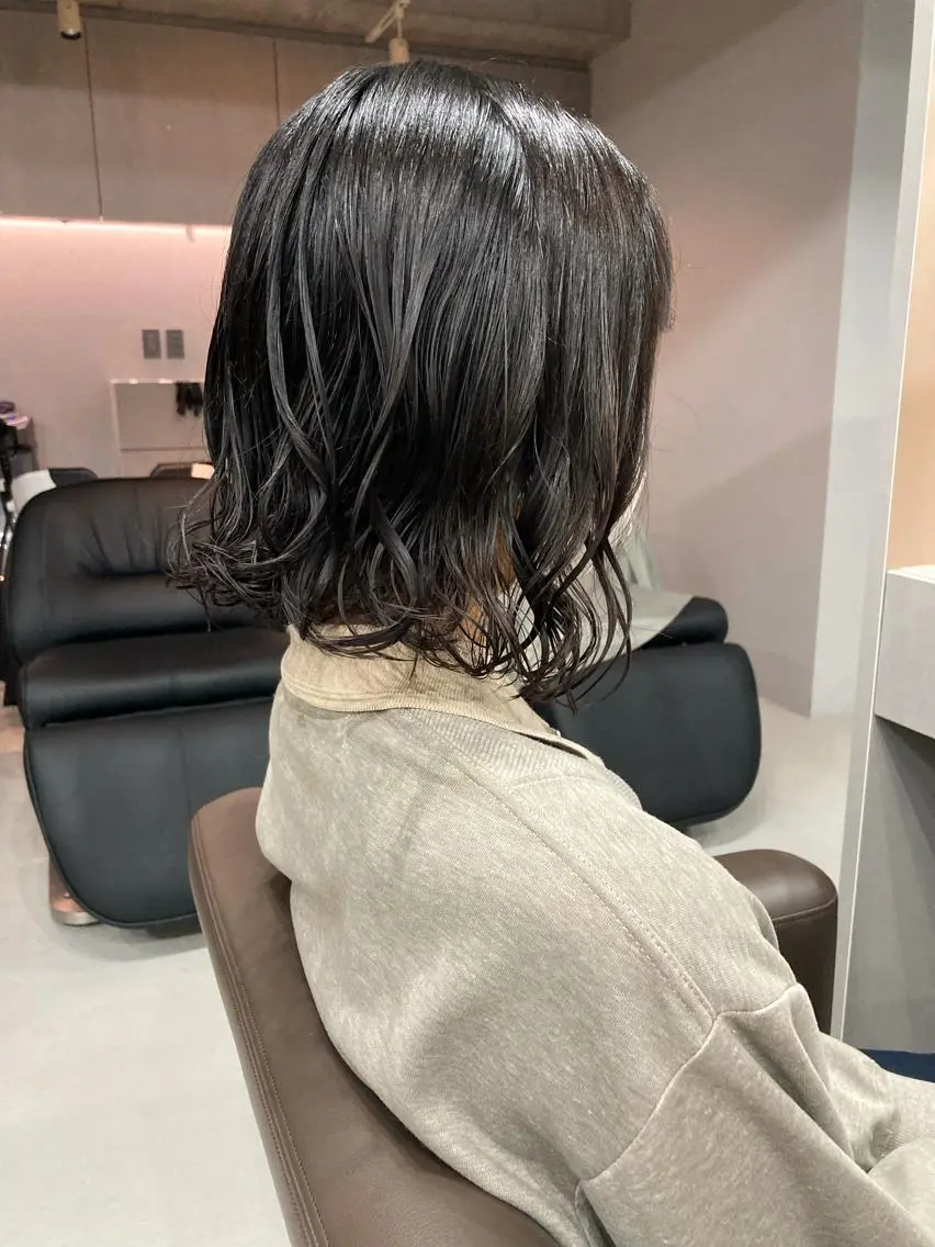 ミディアム カラー パーマ ミディアムパーマ デジタルパーマ 吉田一輝 外国人パーマのヘアスタイル
