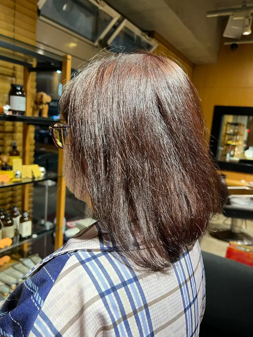 ミディアム カラー ヘアアレンジ ブラウンカラー ローズカラー ローズブラウン 渡部 彩花のヘアスタイル
