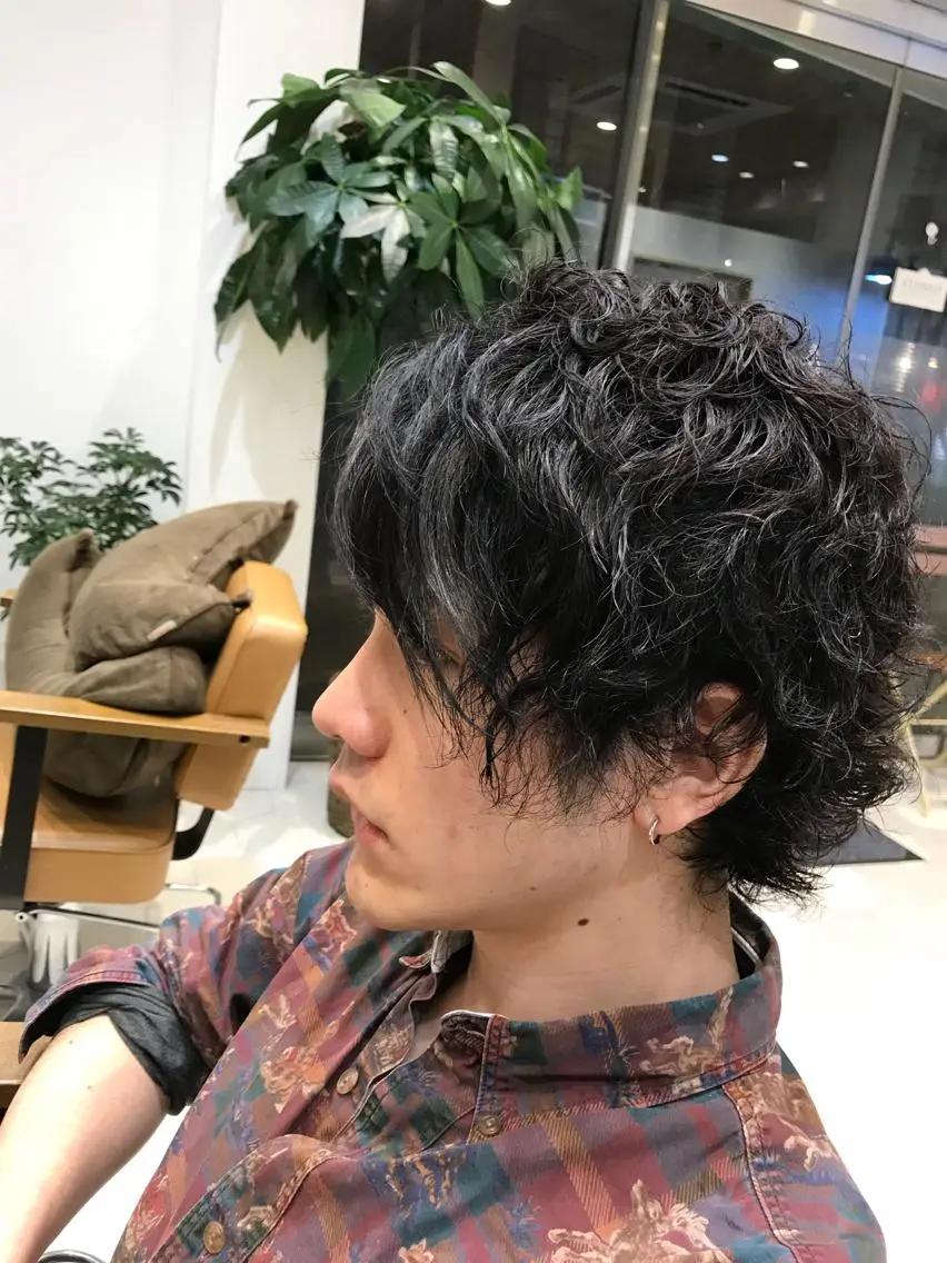 ミディアム ミディアムパーマ 舛添 龍一のヘアスタイル