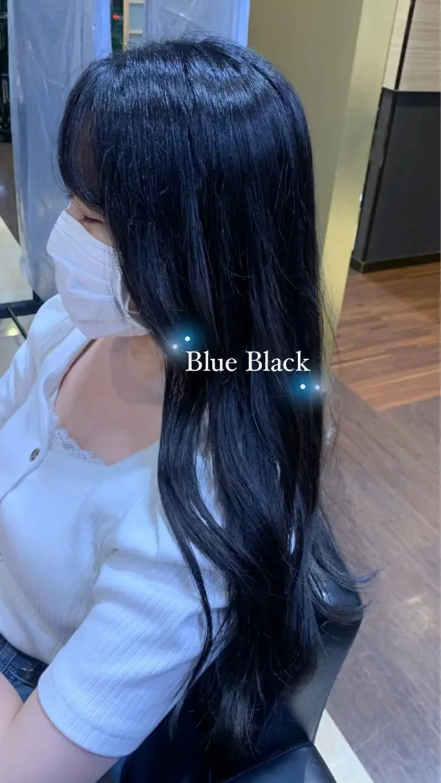 カラー 黒髪 ブルーカラー ブルーブラック 透明感カラー ⭐️似合わせアップ ⭐️並木奏絵のヘアスタイル