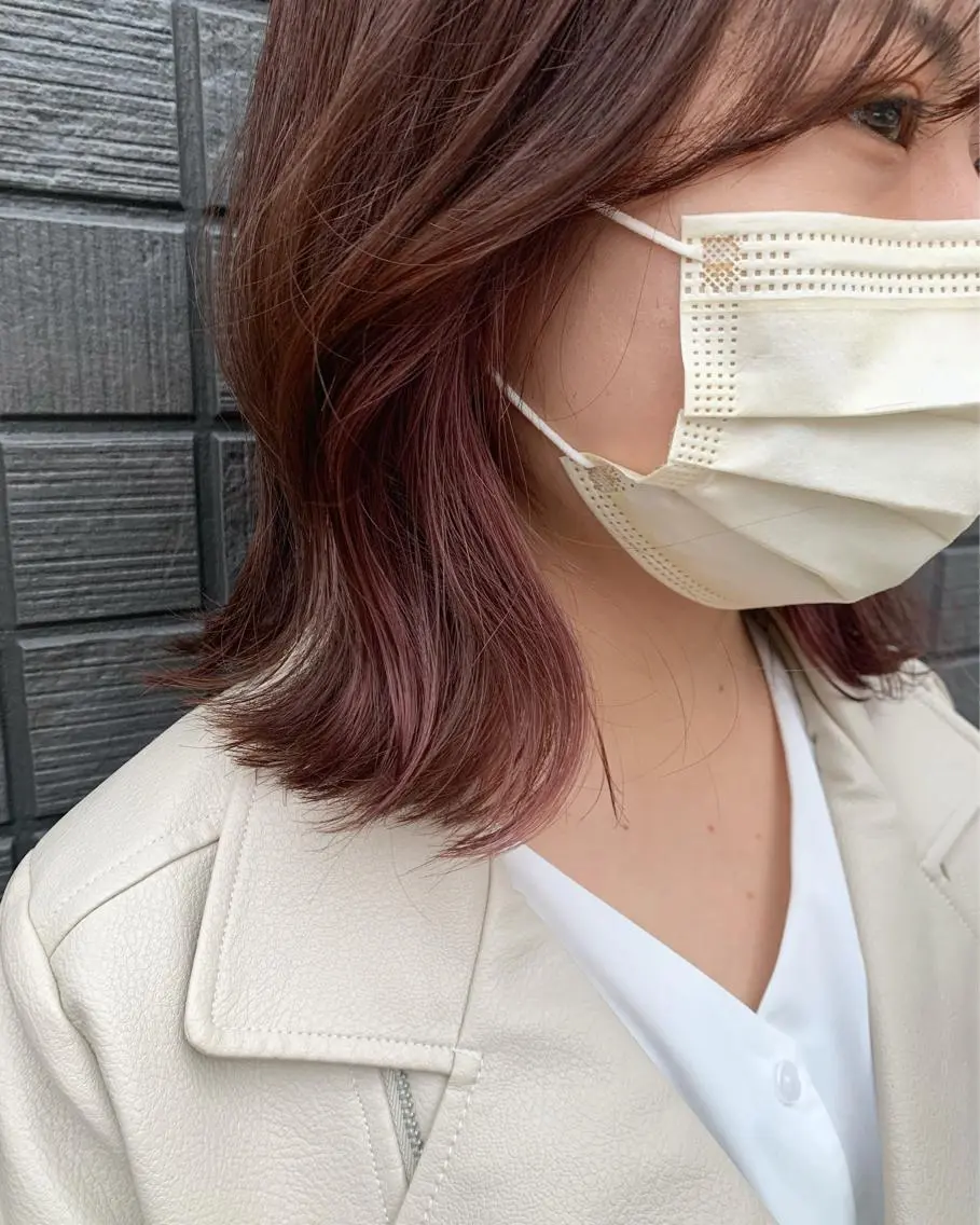 ミディアム カラー イヤリングカラー ピンクカラー カット ヘアカラー トリートメント hubhair レイヤー/透明感のヘアスタイル