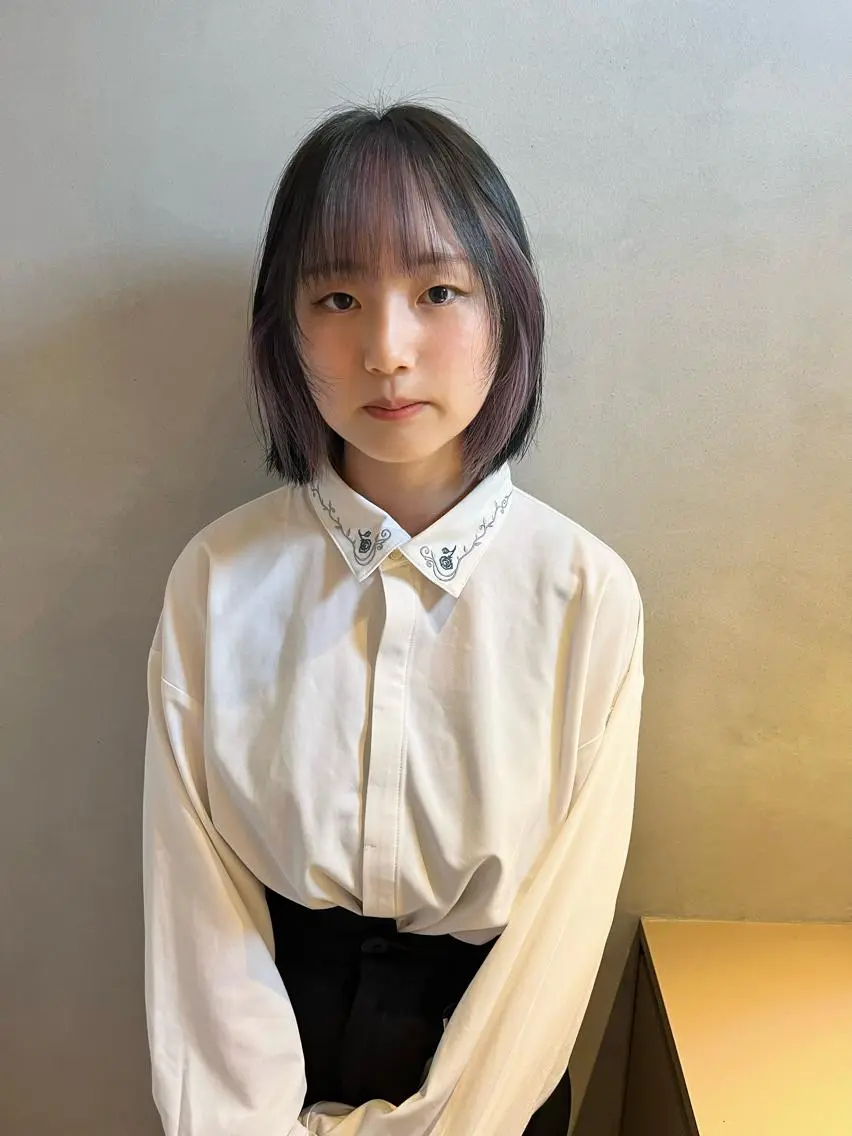 ミディアム カラー ブリーチ ラベンダーカラー ヘアカラー トリートメント 🩷ハイトーン透明感 レイヤー🩷ユリカのヘアスタイル