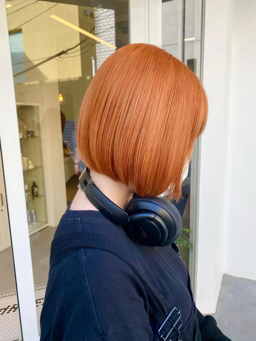 ショート カラー オレンジ カット ヘアカラー トリートメント ハイトーン×似合わせ 🌱中川慎之介のヘアスタイル