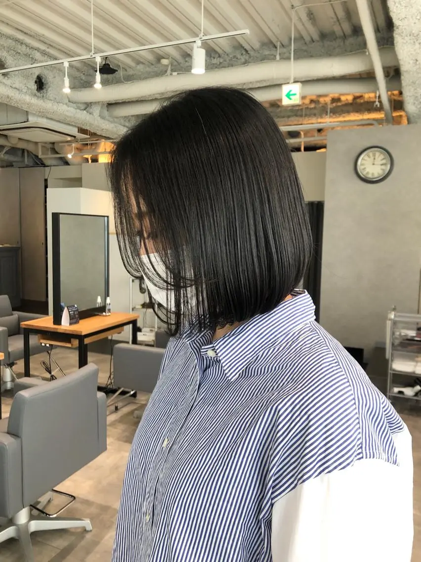 ショート 切りっぱなしボブ ワンレンボブ ショートボブ ボブ ショートヘア ショート/パーマ/ カラー/FUKOのヘアスタイル