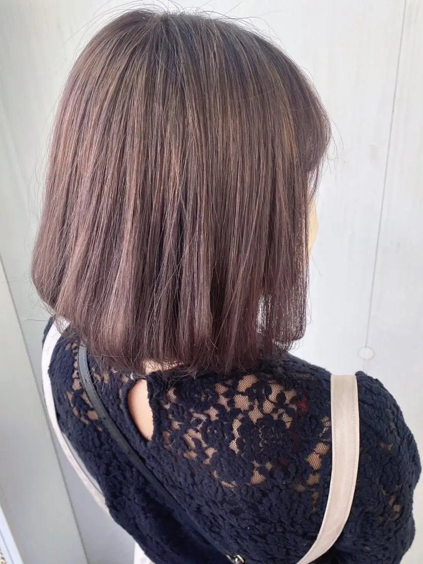 ショート カラー パーマ ヘアアレンジ ラベンダーカラー ラベンダーグレー シールエクステ専門店 Spira藤崎宮のヘアスタイル
