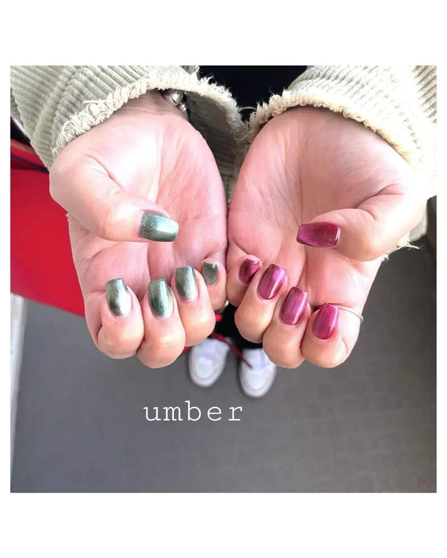 ネイル クリアネイル フラッシュネイル フットネイル フレンチネイル ミラーネイル ハンドネイル umber 三茶1分のネイルデザイン