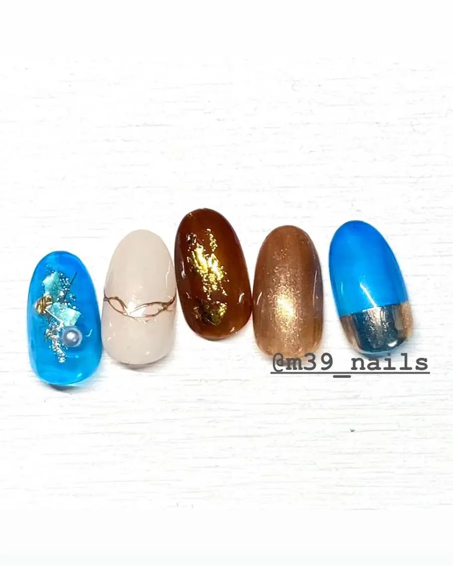 ネイル ブルー 39-nails EharaMikuのネイルデザイン