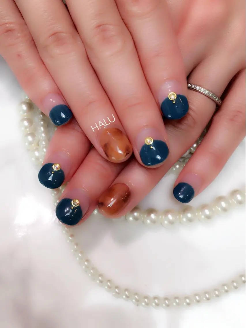 ネイル べっ甲ネイル ショートネイル HALU ハルのネイルデザイン