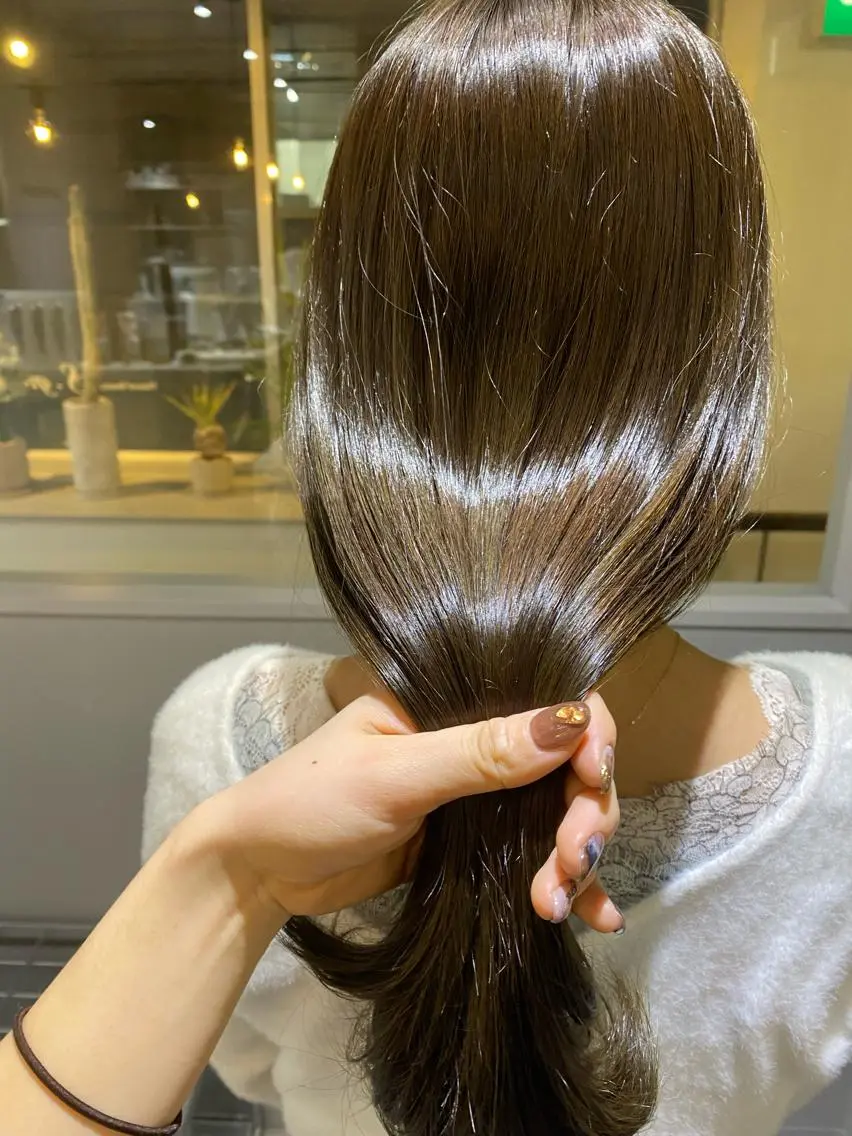 ロング カラー 透明感カラー オリーブカラー きよはらちさき🍑 柔らかカラー🌱🫧のヘアスタイル