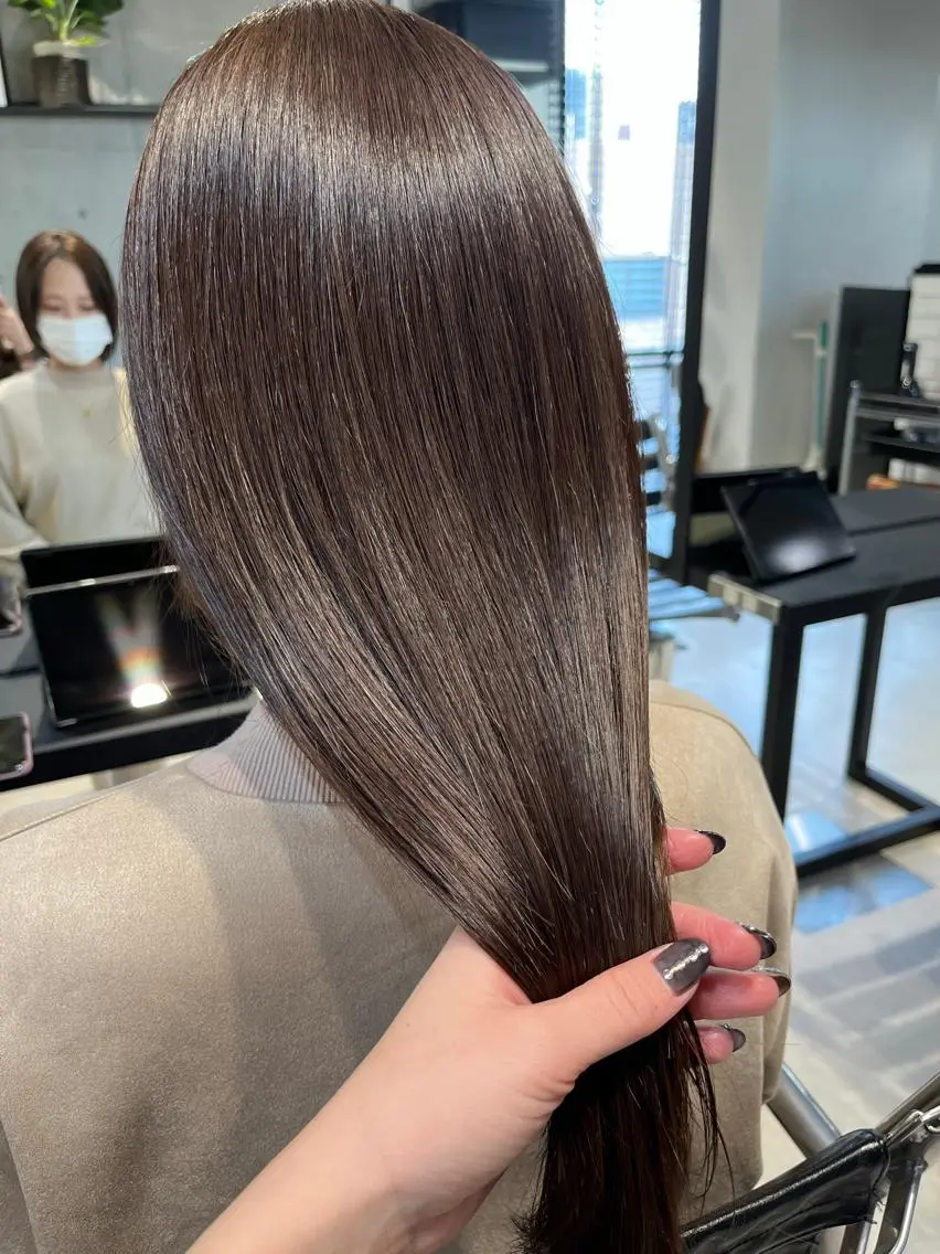 セミロング カラー パーマ ヘアアレンジ カット ヘアカラー トリートメント ヘッドスパ ヘアセット 透明感/オリーブ/ グレージュ/YUKAのヘアスタイル