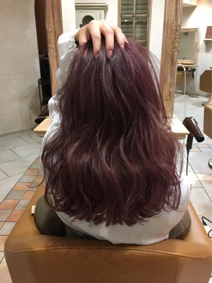 ロング カラー ブリーチ ピンクカラー 森 早希絵のヘアスタイル