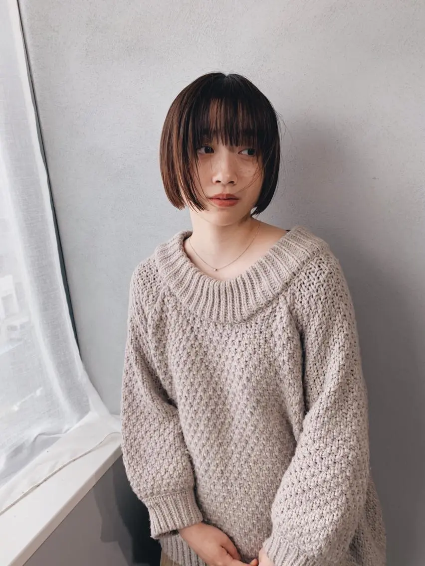 ミディアム カラー ヘアアレンジ ボブパーマコテ巻き風 パーマNo1深江秀平のヘアスタイル