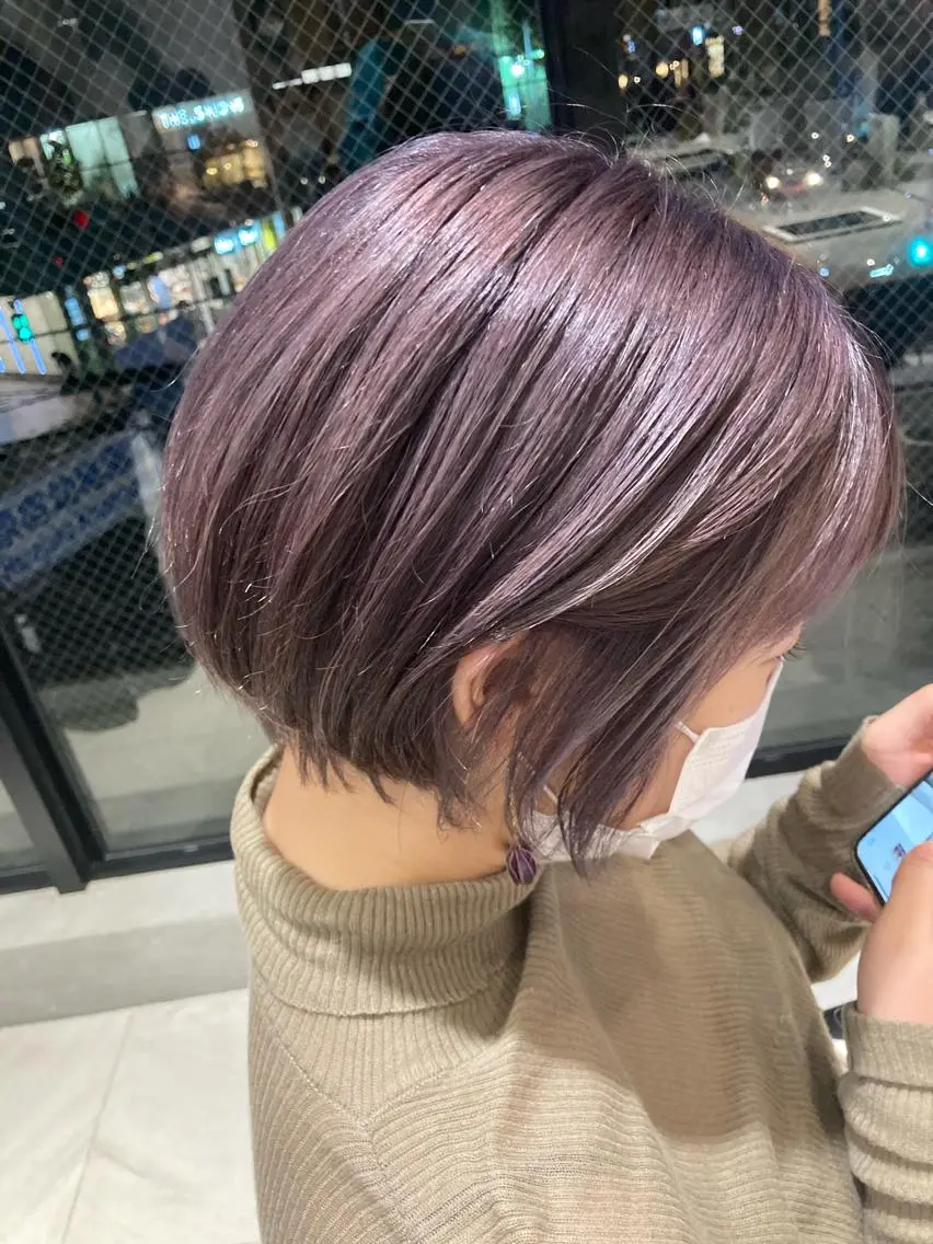 ショート カラー ラベンダーカラー オリーブ透明感カラー 表参道/MIKUのヘアスタイル