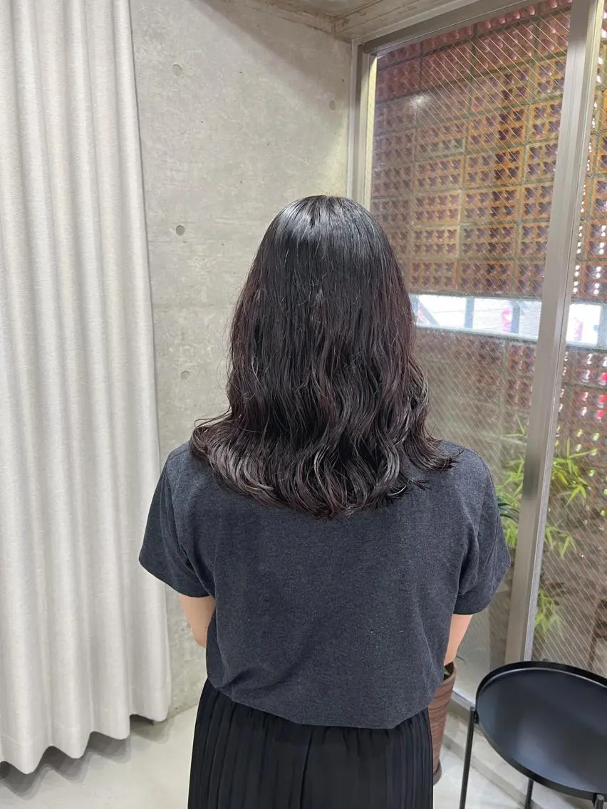 ミディアム パーマ カット パーマ トリートメント ボブパーマコテ巻き風 パーマNo1深江秀平のヘアスタイル