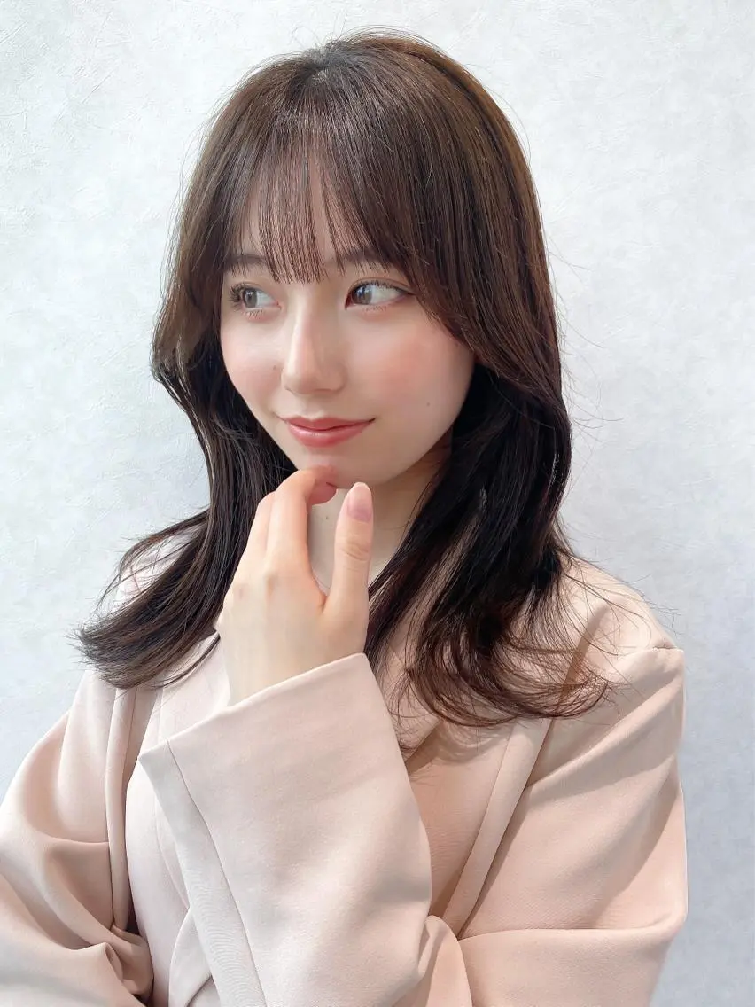 セミロング カラー ベージュカラー ブラウンカラー ブラウンベージュ くびれヘア 顔周りカット 顔周り/くびれヘア 韓国ヘア💕風間るなのヘアスタイル