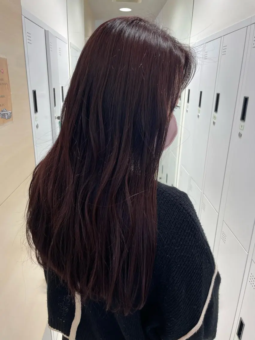 ロング カラー ブリーチ ブリーチなしカラー ピンクカラー パープルカラー クロスパーマ/うる艶 カラー/Kurumiのヘアスタイル