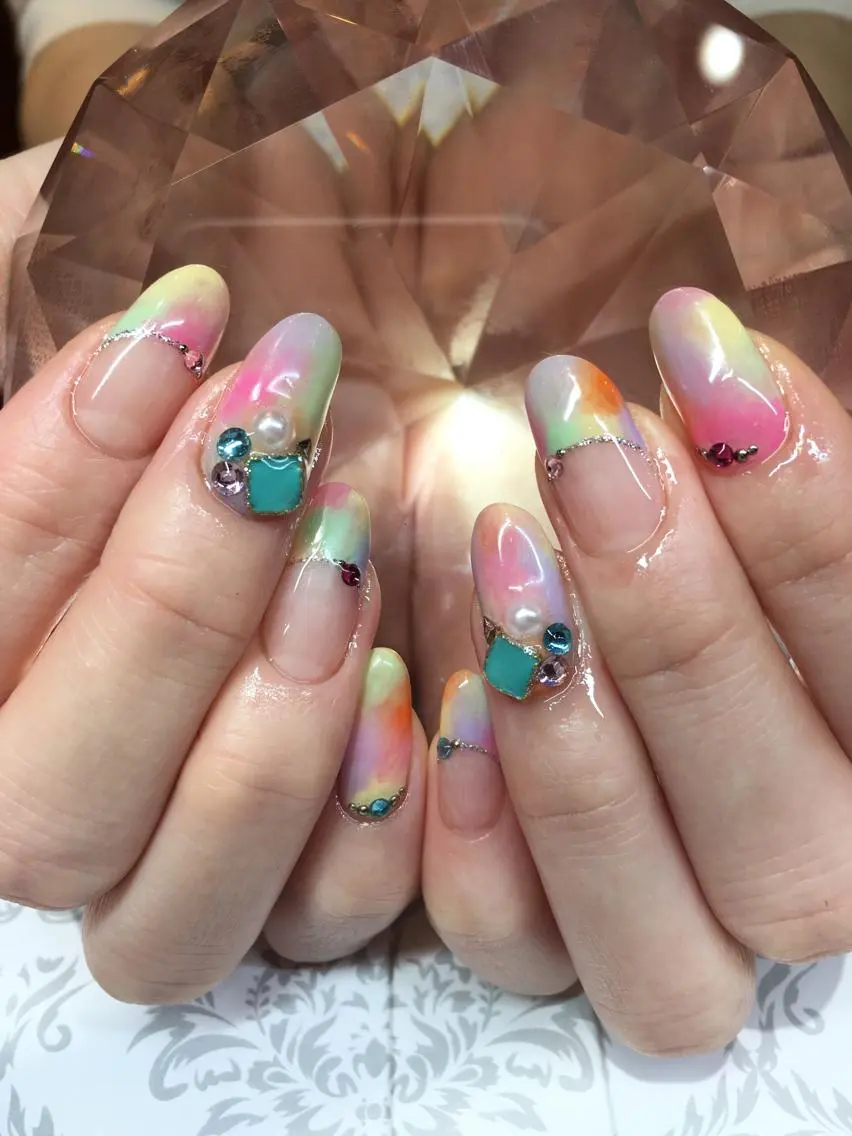 ネイル 大理石ネイル(マーブル) 持ち込み 春ネイル ハンドネイル glow_ nailのネイルデザイン