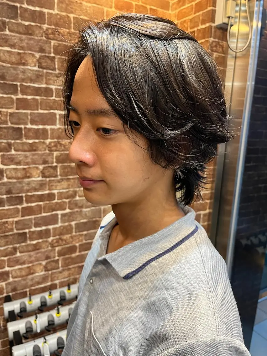 ショート メンズ メンズパーマ ケアカラー ピンクブラウン 外国人風カラー ショートヘア 久木原 ゆりのヘアスタイル