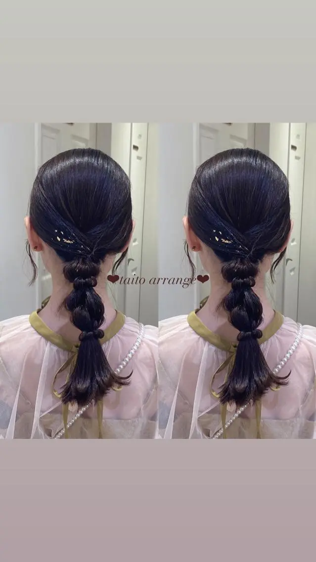 ヘアアレンジ エクステ🎀 暖色カラー🎀amiのヘアスタイル