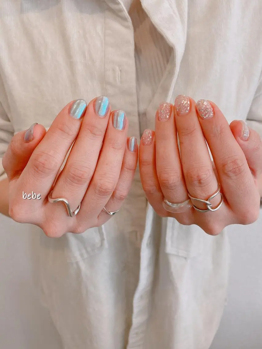 ネイル ラメ(グリッター) ミラーネイル ハンドネイル Ann nailのネイルデザイン