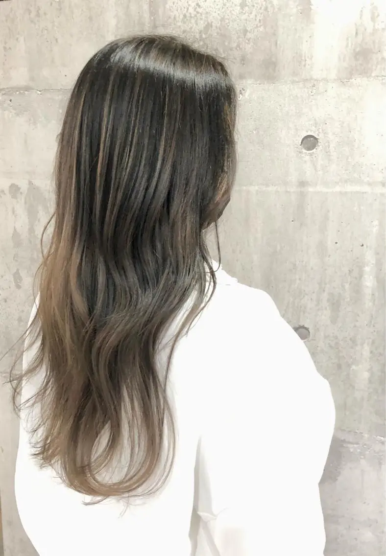 ロング カラー バレイヤージュ 外国人風カラー レイヤーカット カット ヘアカラー トリートメント 興津/韓国レイヤー ダブルカラー美髪縮毛のヘアスタイル