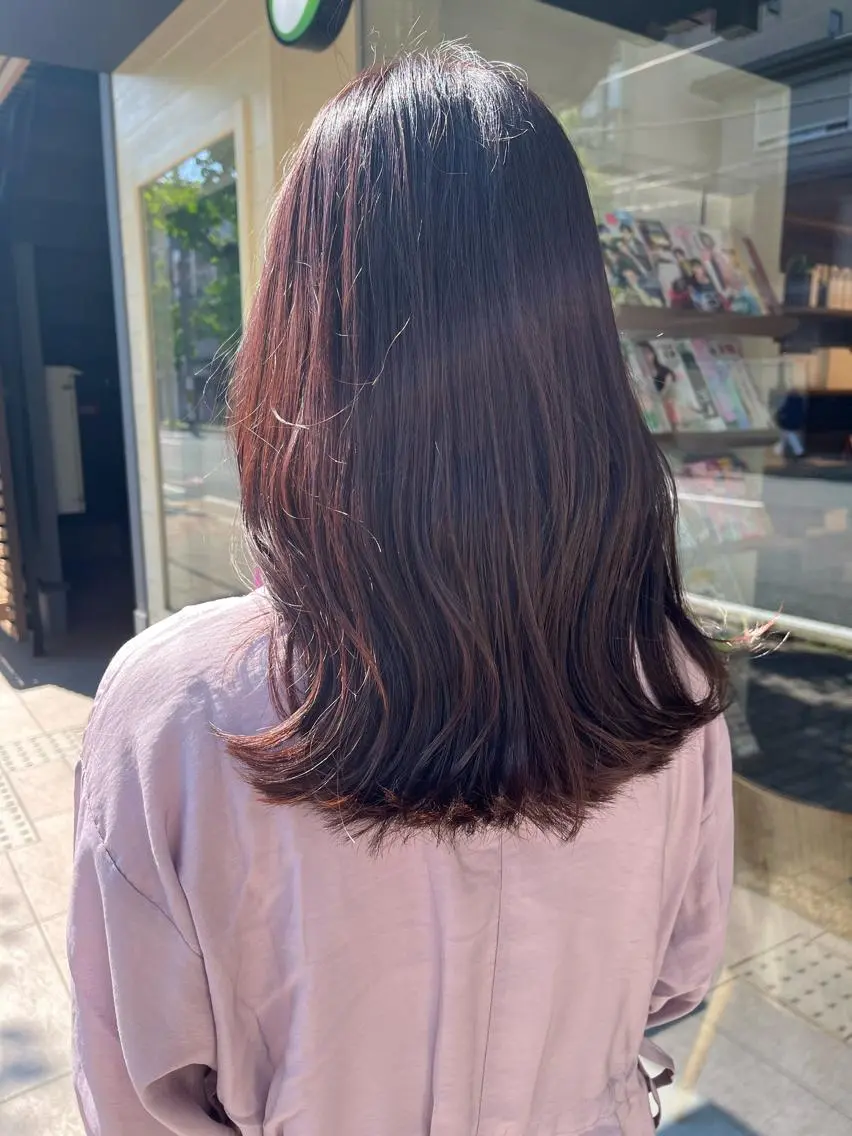 ロング カラー グレージュ ラベンダーカラー ラベンダーグレージュ ラベンダーグレー 長岡 美紀のヘアスタイル