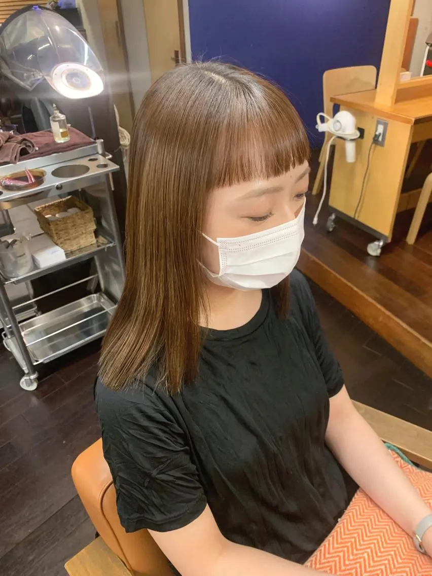 ミディアム オン眉 カット 土屋かすみ✁︎. ꙳ 姫カットのヘアスタイル