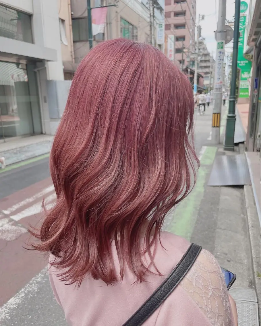 ミディアム カラー ラベンダーカラー ピンクカラー ピンクラベンダー ヘアカラー トリートメント 🦋ハイトーンボブ ショート🦋トシキのヘアスタイル