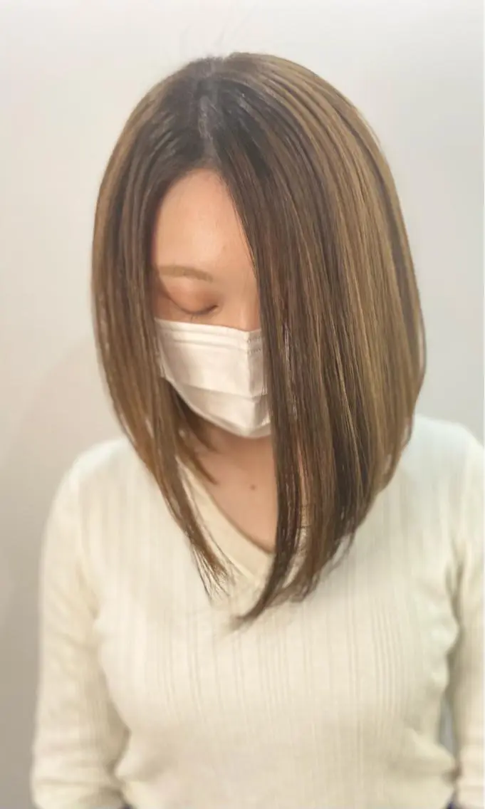 セミロング カラー opus 店長大和 レイヤー/赤み消しのヘアスタイル