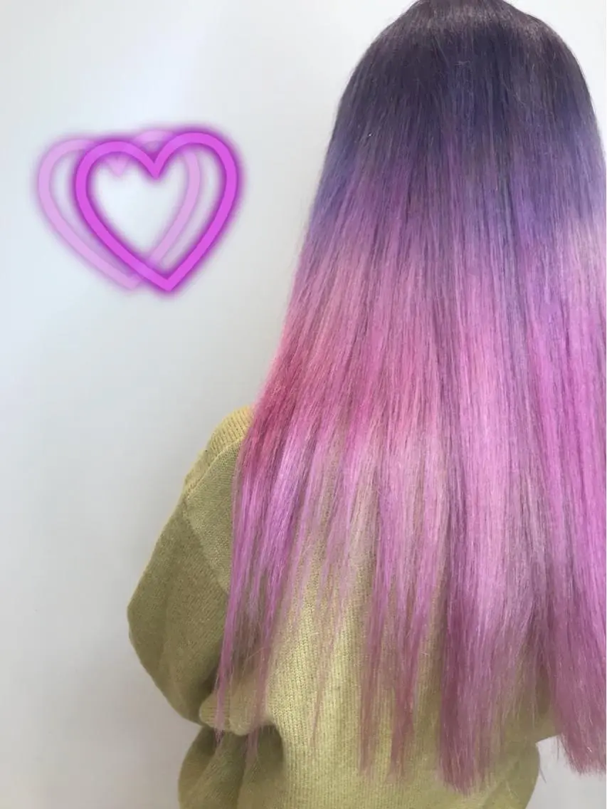 カラー ブリーチ ピンクカラー バイオレットカラー 新宿駅近♡個室 ♡関口三都季🌜のヘアスタイル