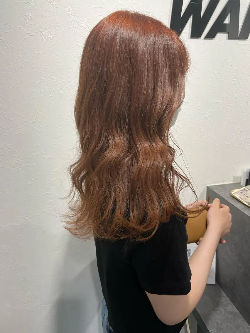 ロング カラー ベージュカラー オレンジ オレンジベージュ 🤍2nd🤍田所 美希のヘアスタイル