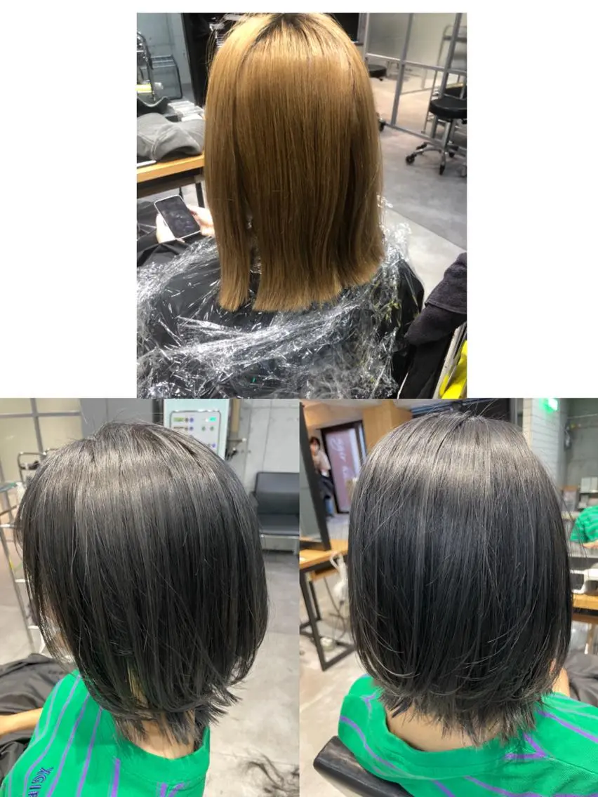 ミディアム パープルカラー ボブ 💫newi💫村上 孝一のヘアスタイル