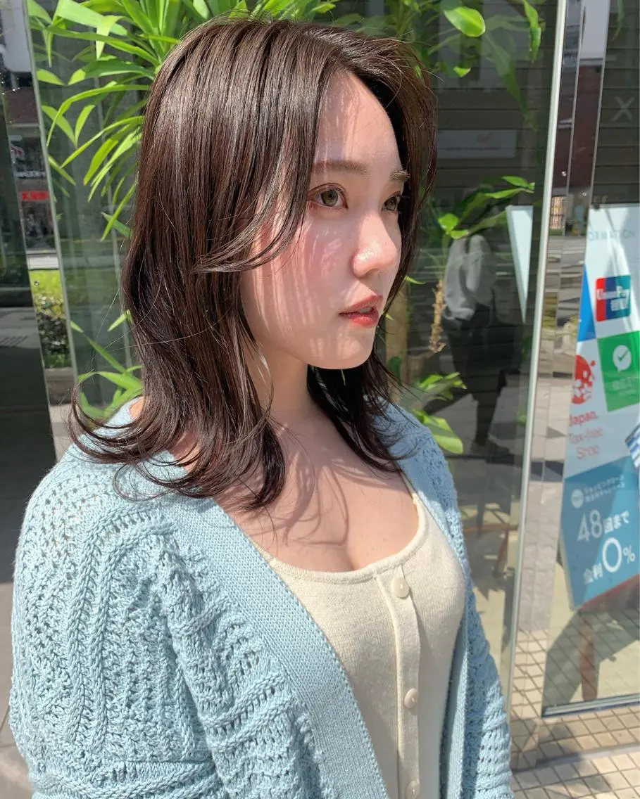 ミディアム カラー ブラウンカラー くびれヘア 顔周りカット ✂️ボブの神様 北村涼✂️のヘアスタイル
