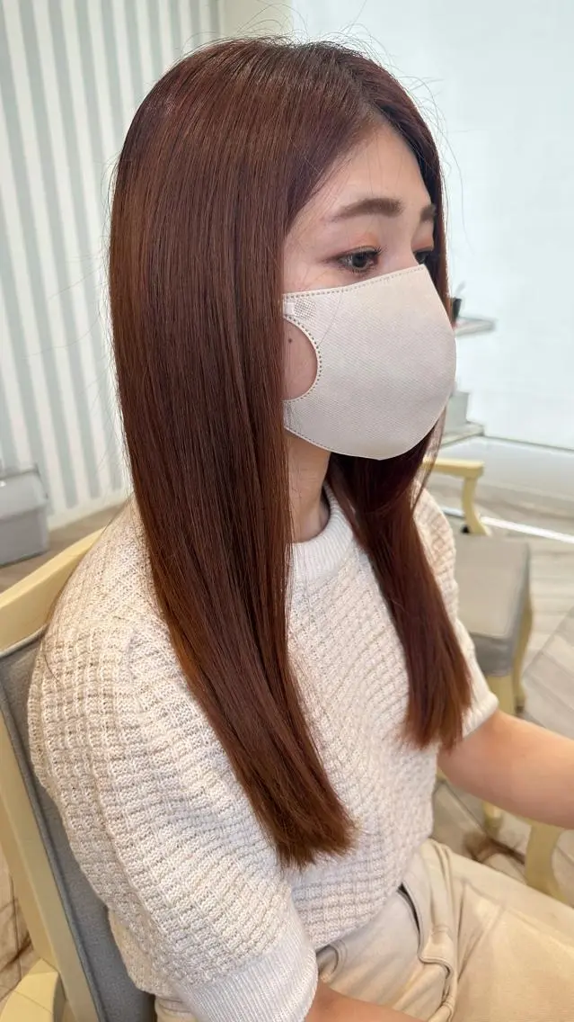 ロング カラー カット ヘアカラー 小顔レイヤー/ ベージュ🤍Rieのヘアスタイル