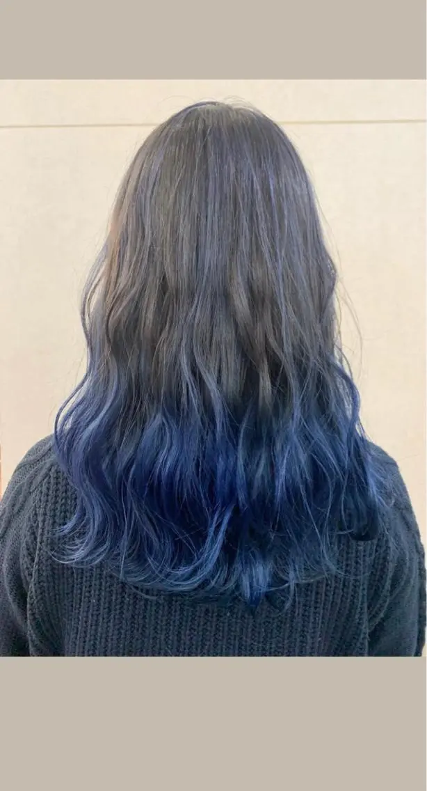 ロング カラー ヘアアレンジ ブルーカラー ハイトーン&透明感 カラー☘️片山優陽のヘアスタイル