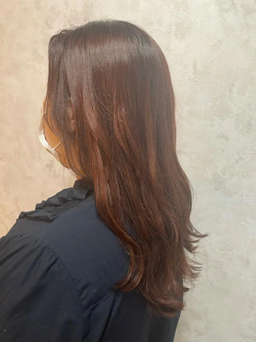 ロング カット ヘアカラー トリートメント かめい りなのヘアスタイル
