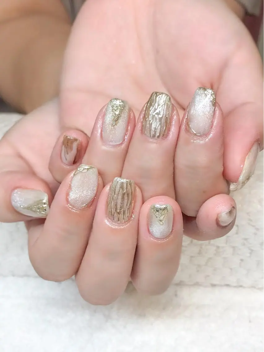 ネイル ジェルネイル キラキラネイル マグネットネイル ニュアンスネイル 夏ネイル Nyanco Nailのネイルデザイン