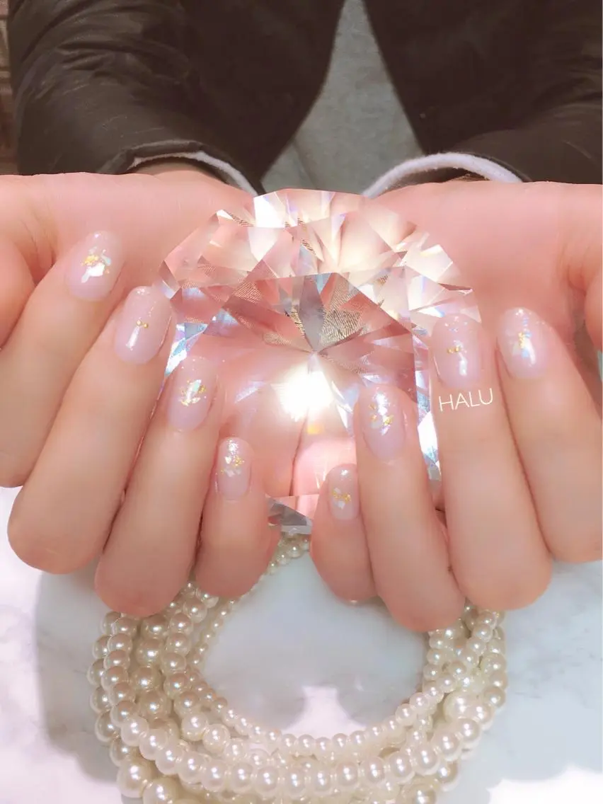 ネイル ガーリー キラキラネイル HALU ハルのネイルデザイン