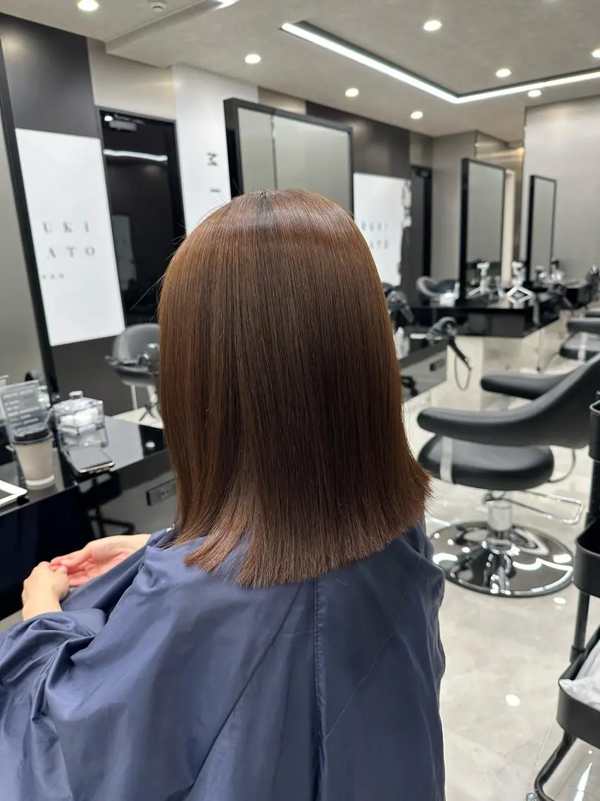 セミロング パーマ 縮毛矯正 ✨【髪質改善/縮毛 矯正】✨ゆうほのヘアスタイル