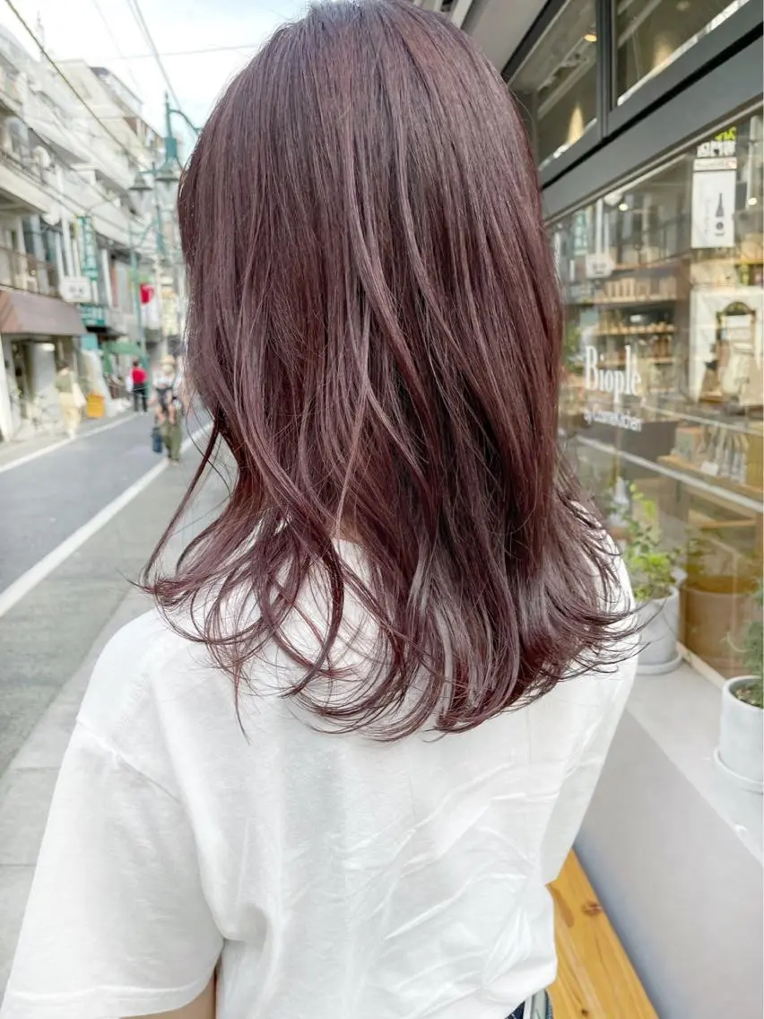 セミロング カラー ルビー カット ヘアカラー トリートメント HIROKI ”博多 /ボブのヘアスタイル
