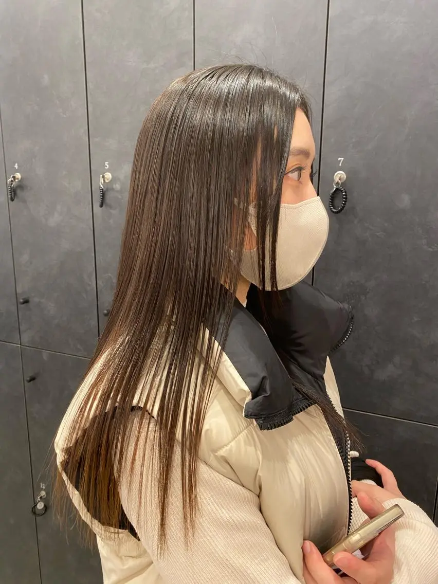 ロング 縮毛矯正 ミディアムレイヤー 添田晃基のヘアスタイル