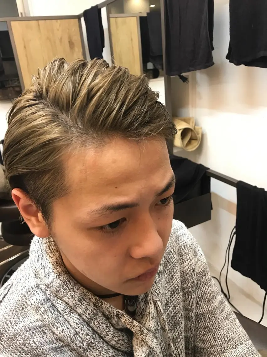 ショート カラー パーマ メンズ 豊中駅3分eha レッスンモデルのヘアスタイル