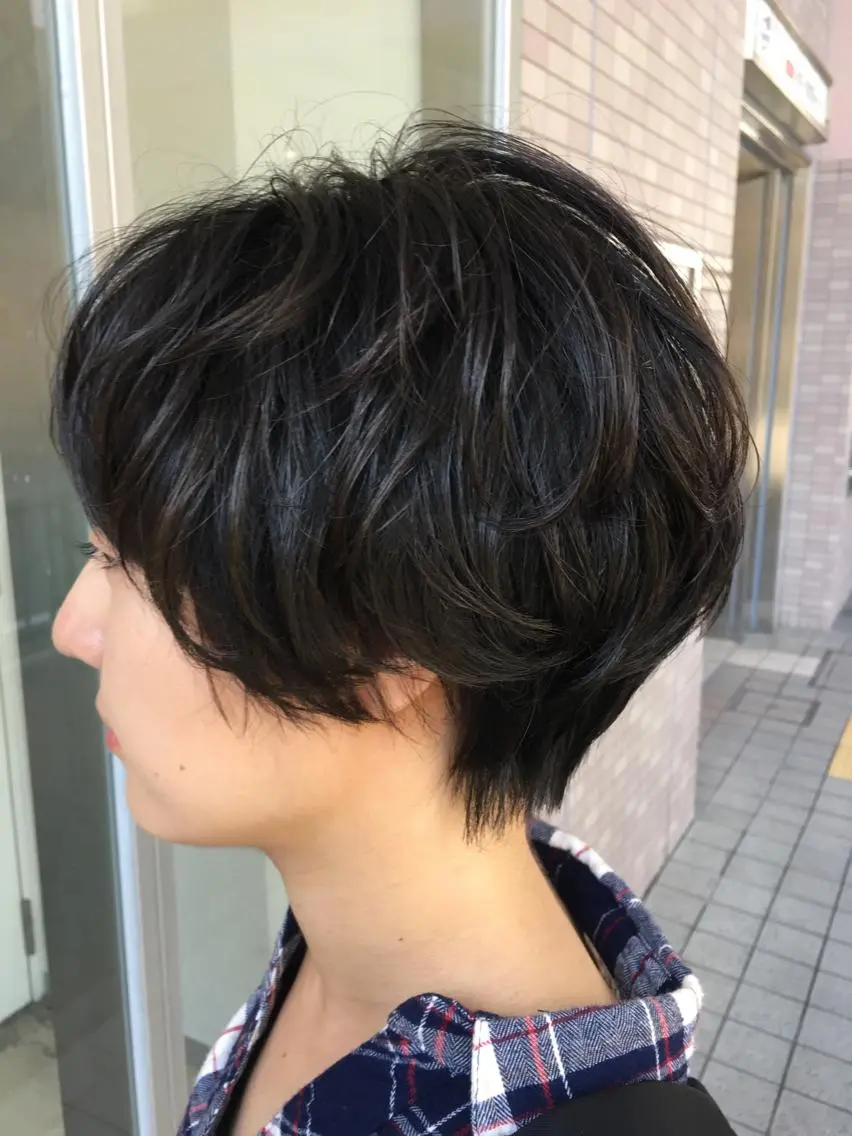 ショート パーマ ショートヘア カット パーマ 金沢美容室/ 艶髪/夜営業/JINのヘアスタイル