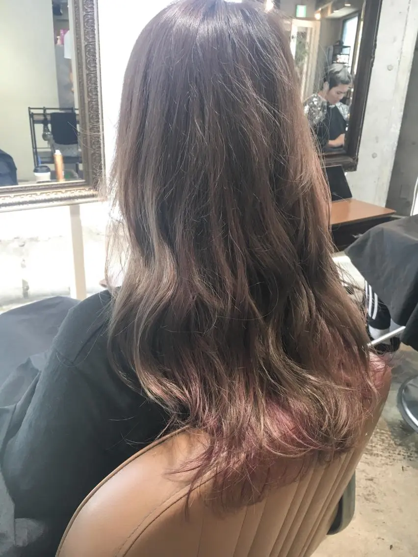 ロング カラー ベージュカラー ハイライトカラー ラベンダーカラー ピンクカラー ピンクラベンダー 北條 優輝のヘアスタイル
